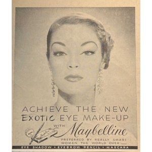 Maybelline Vintage Print Ad 1950 Jean Patchett Mascara Eye Shadow Makeup